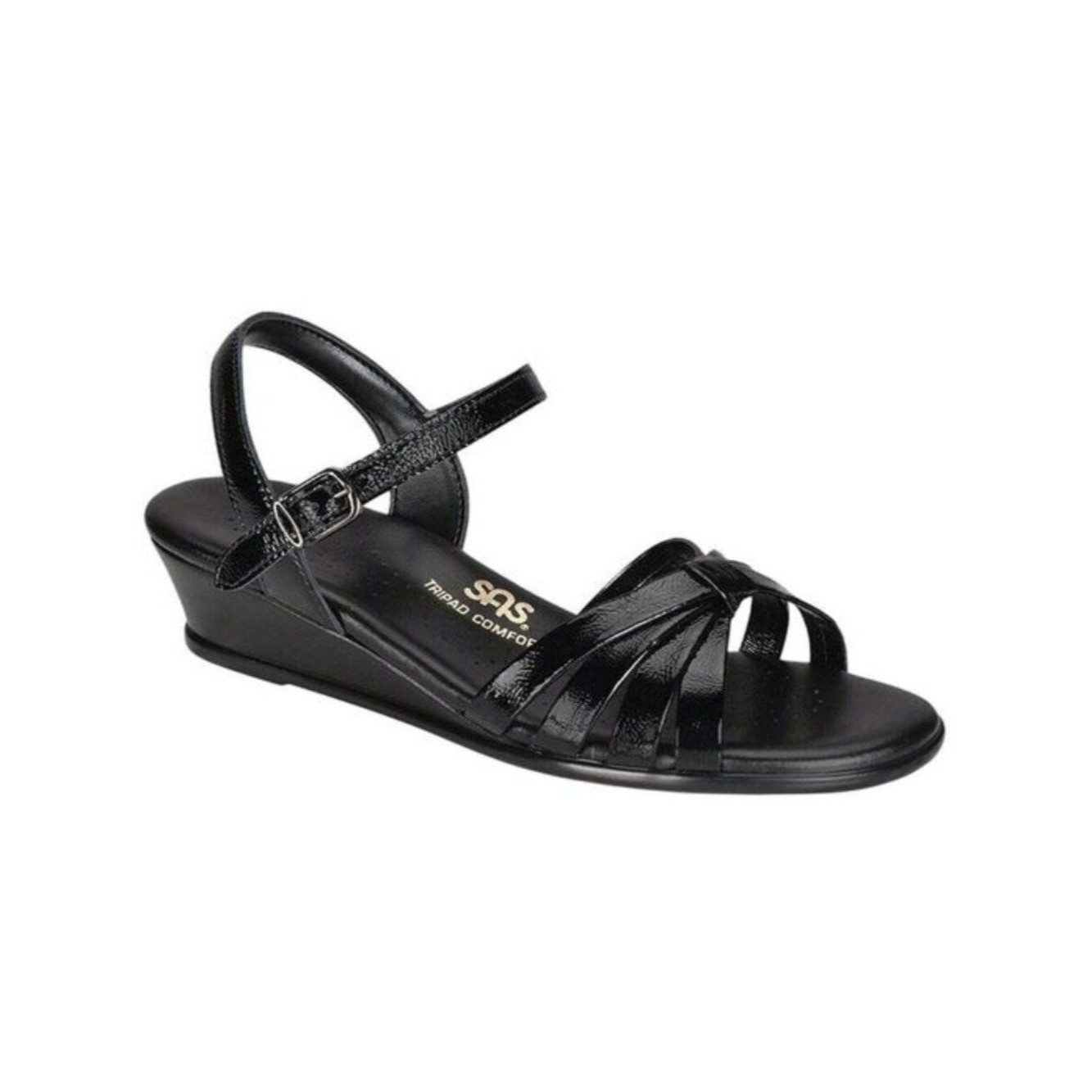 Sas Leather Black Strappy Dress Shoe Size 8 8s
